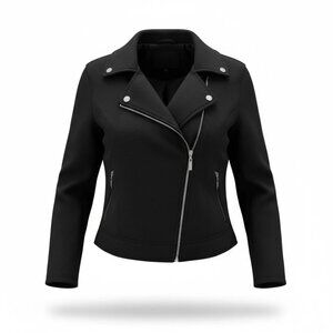 Joujou Womens M Black Faux Suede Long Sleeve Zipper Jacket